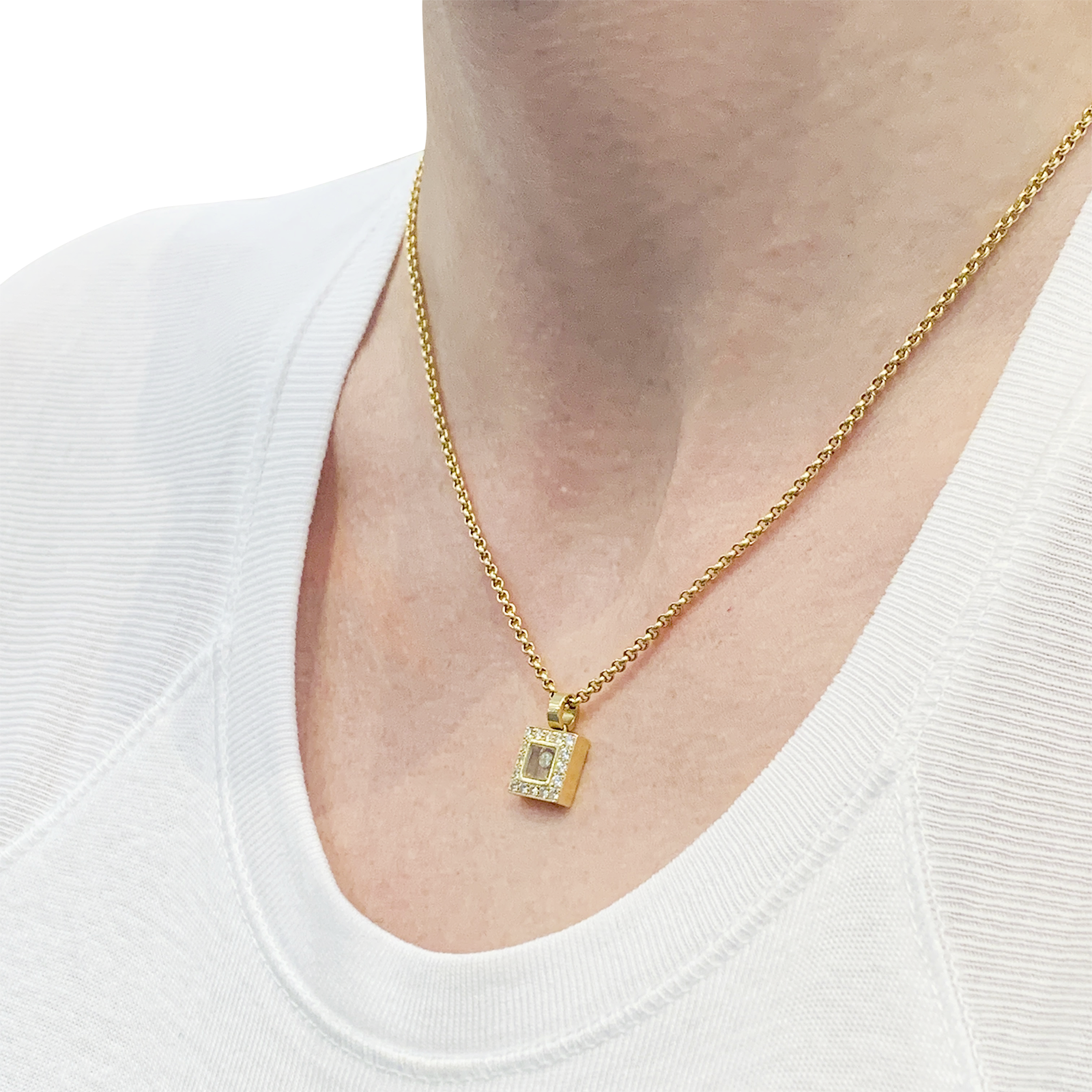 Collier Chopard, "Happy Square Diamond", or jaune, diamant.