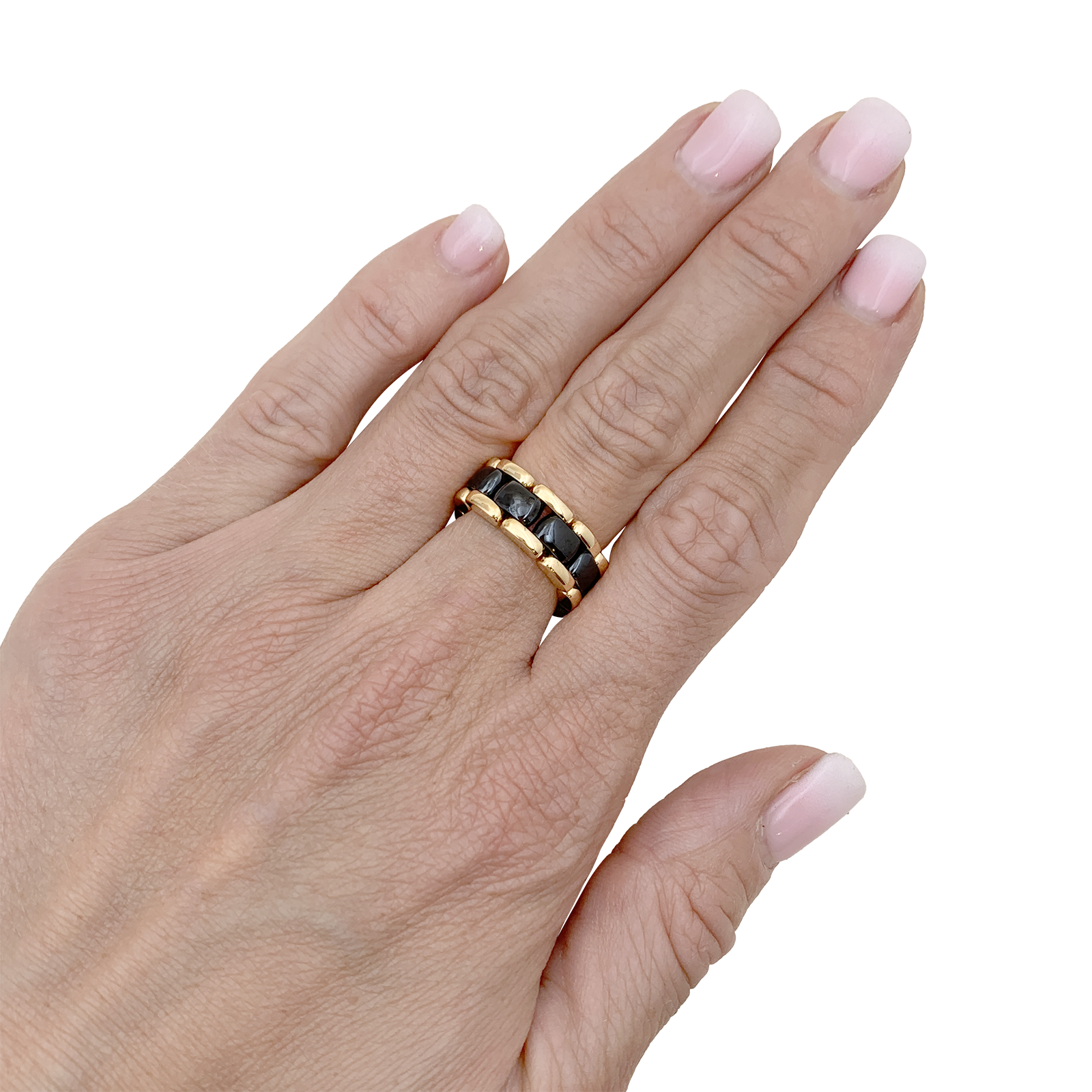 Bague CHANEL, "Ultra" or jaune et céramique.