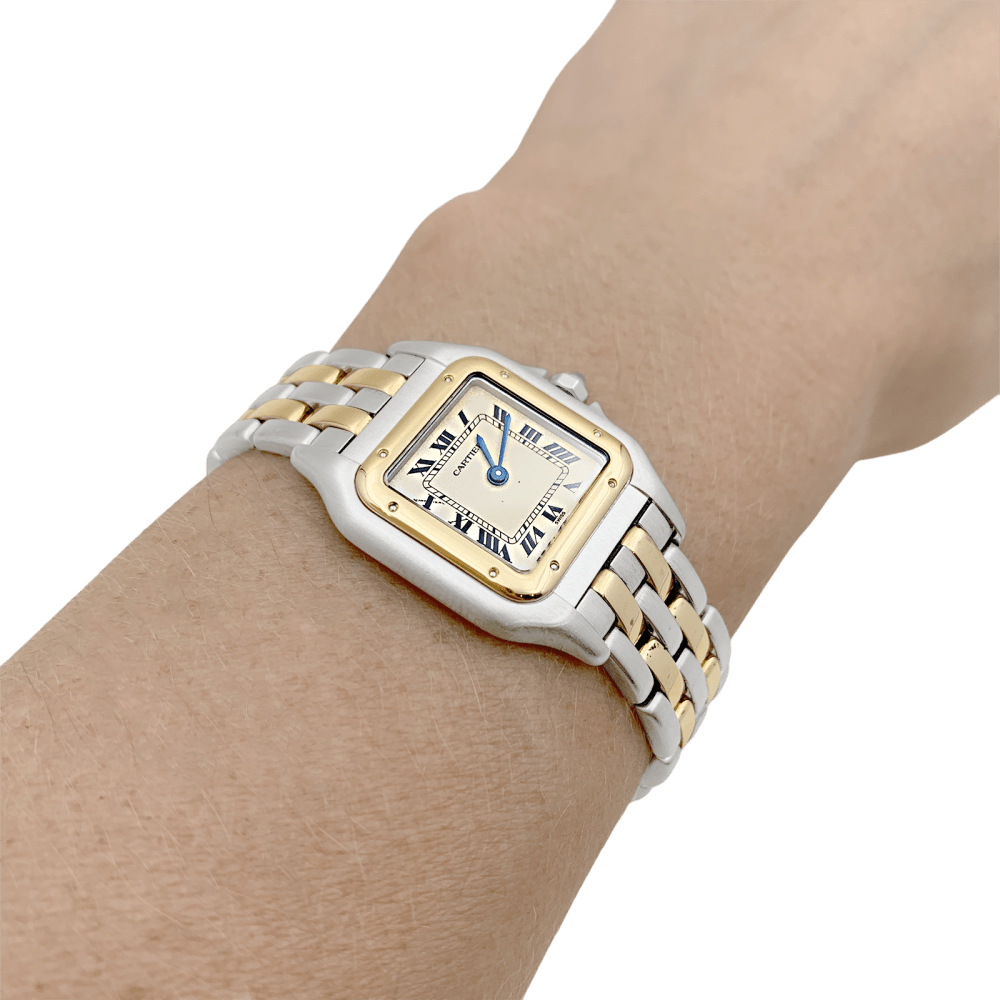 Montre Cartier, "Panthère", or jaune, acier.