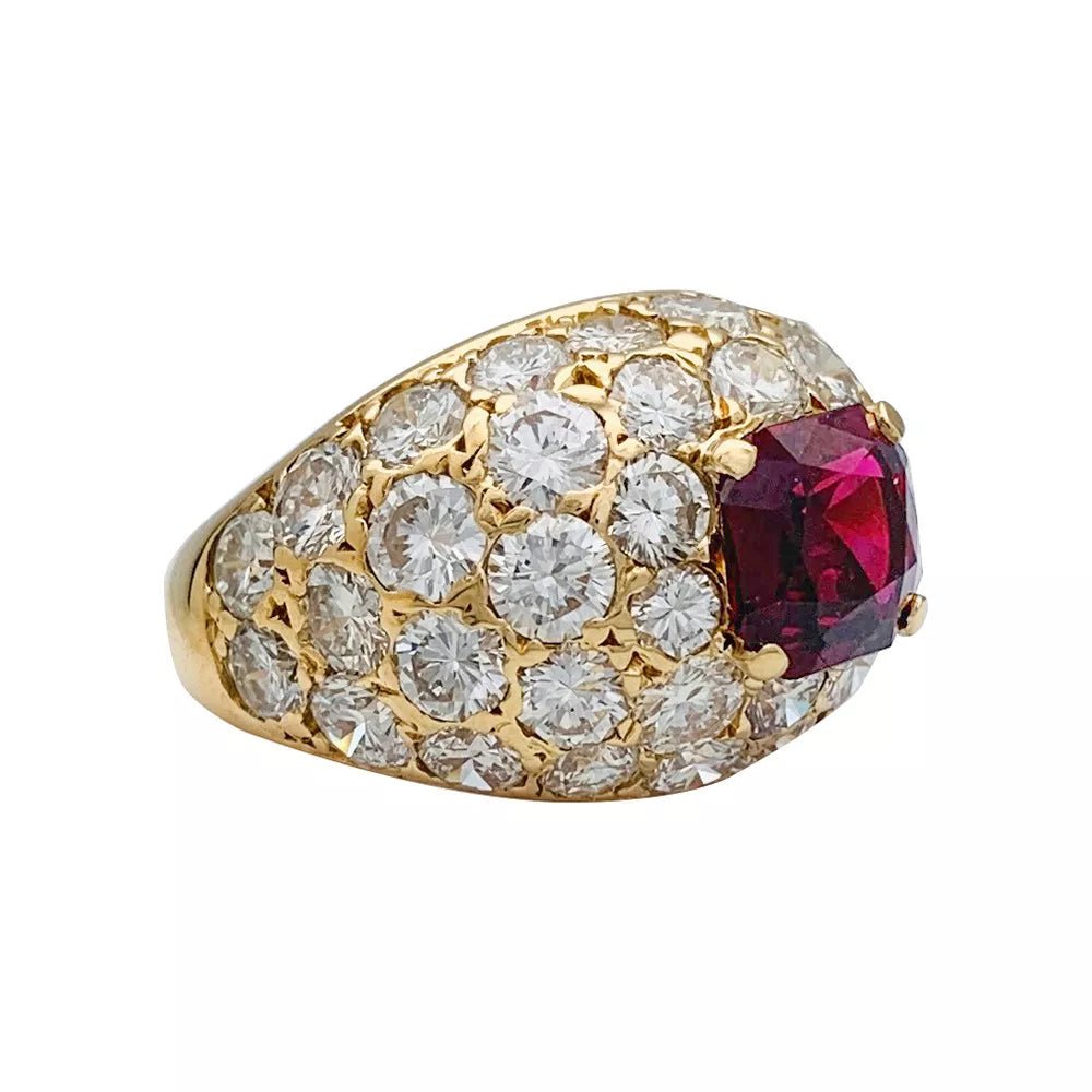 Bague jonc de luxe en or jaune rubis et diamants M.Gérard - Maison Eloe