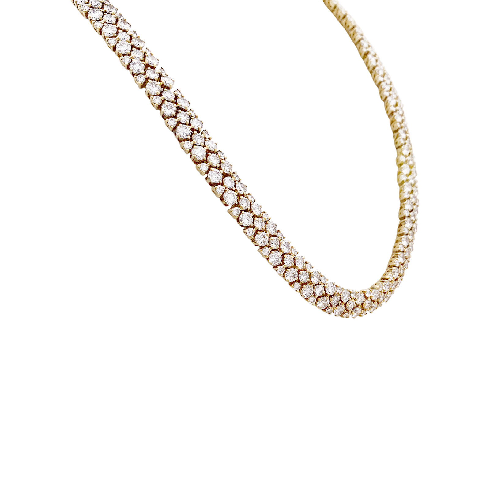 Collier "Rivière" or jaune, diamants.