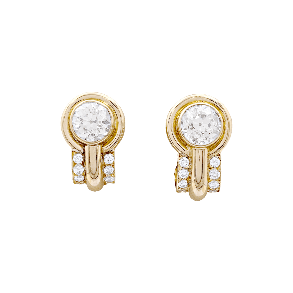 Boucles d'oreilles, or jaune et diamants.