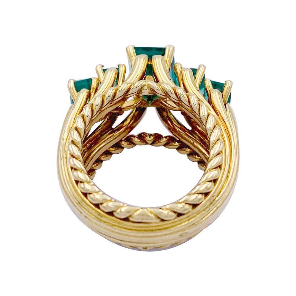 Bague vintage or jaune, émeraudes. - Maison Eloe