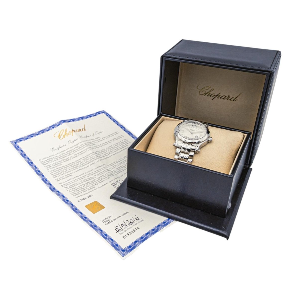 Chopard Montre Happy Sport Acier Diamant - Maison Eloe