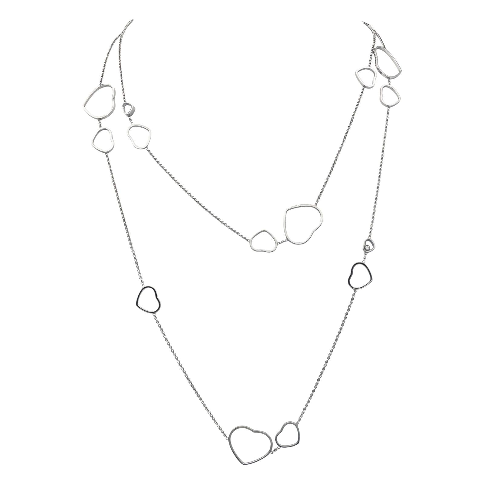 Chopard Collier Sautoir Happy Heart Or blanc Diamant