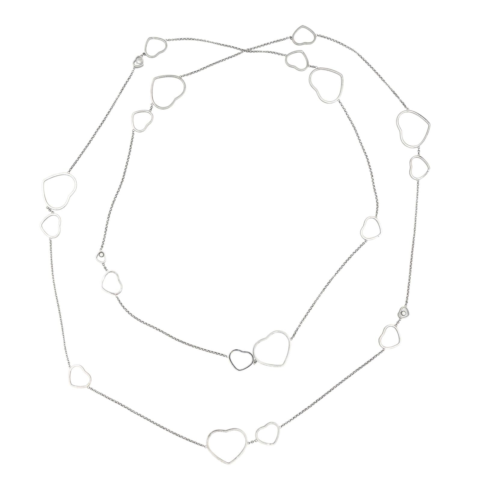 Chopard Collier Sautoir Happy Heart Or blanc Diamant