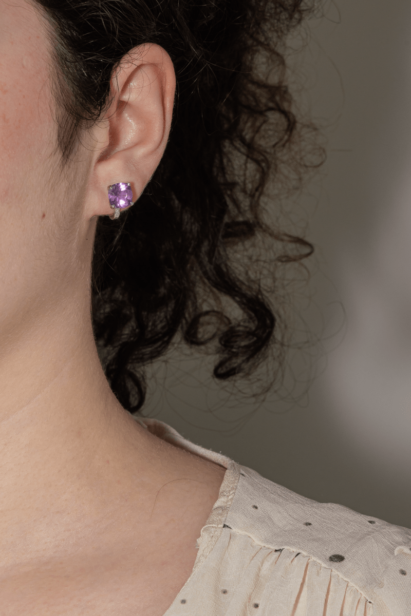 Mauboussin Boucles d'oreilles Petit visage d'amour Or blanc Améthyste - Maison Eloe
