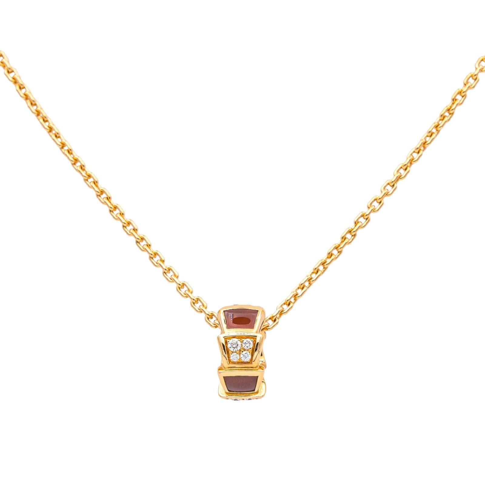 Bulgari Collier Serpenti Or rose Cornaline occasion controlé en atelier et authentifié
