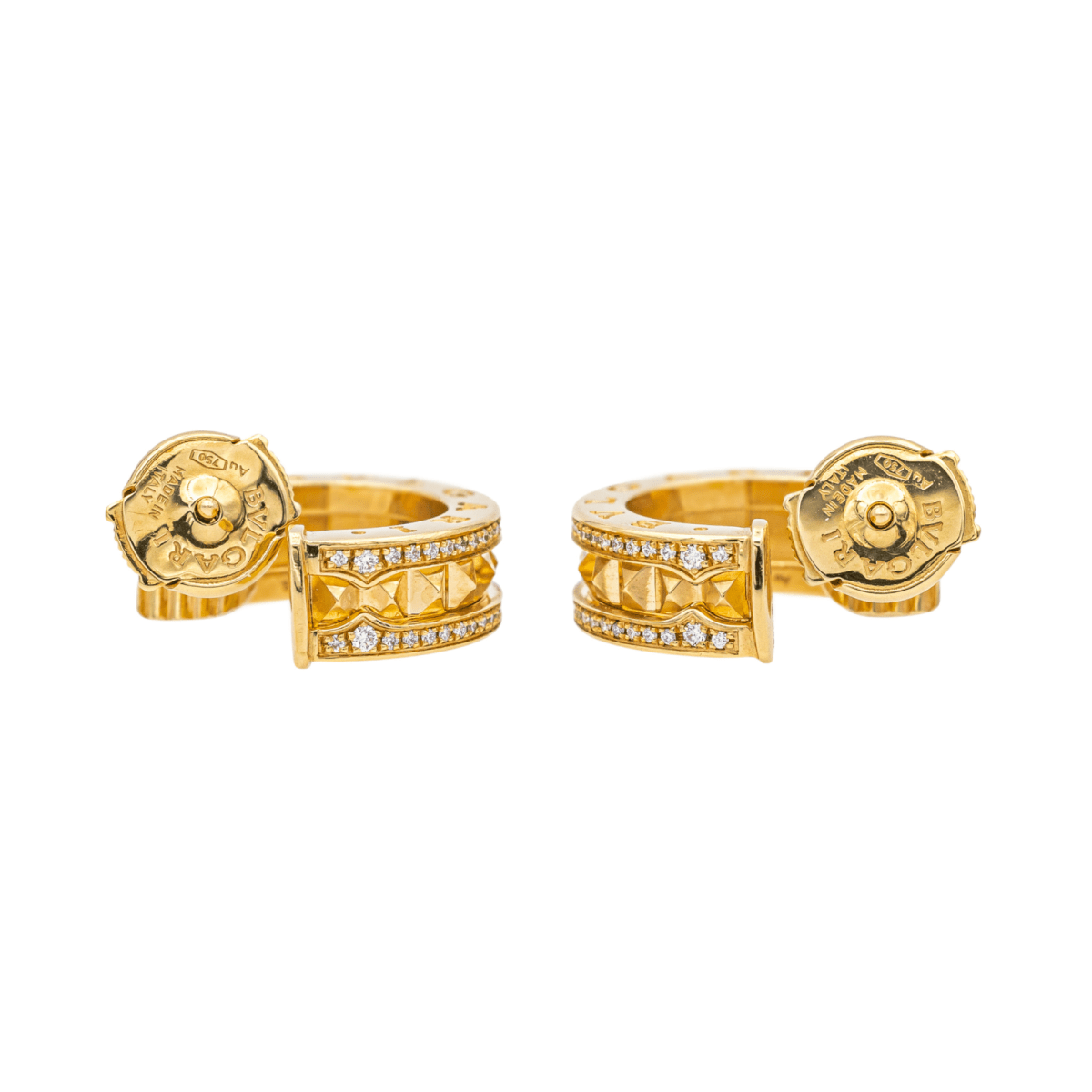 Bulgari Boucles d'oreilles Créoles B.Zéro1 Or jaune Diamant - Maison Eloe