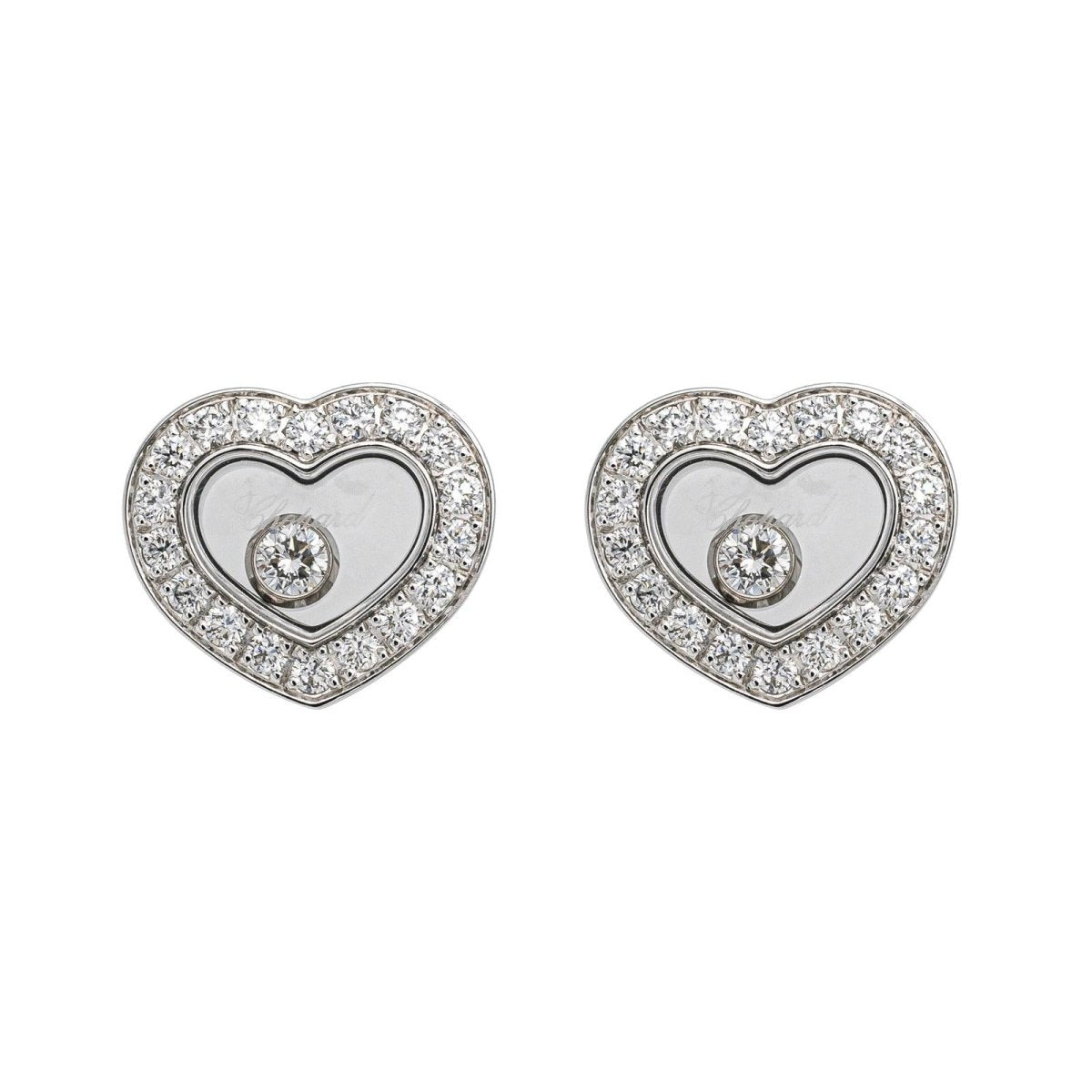Chopard Boucles d'oreilles Happy diamonds Or blanc Diamant - Maison Eloe