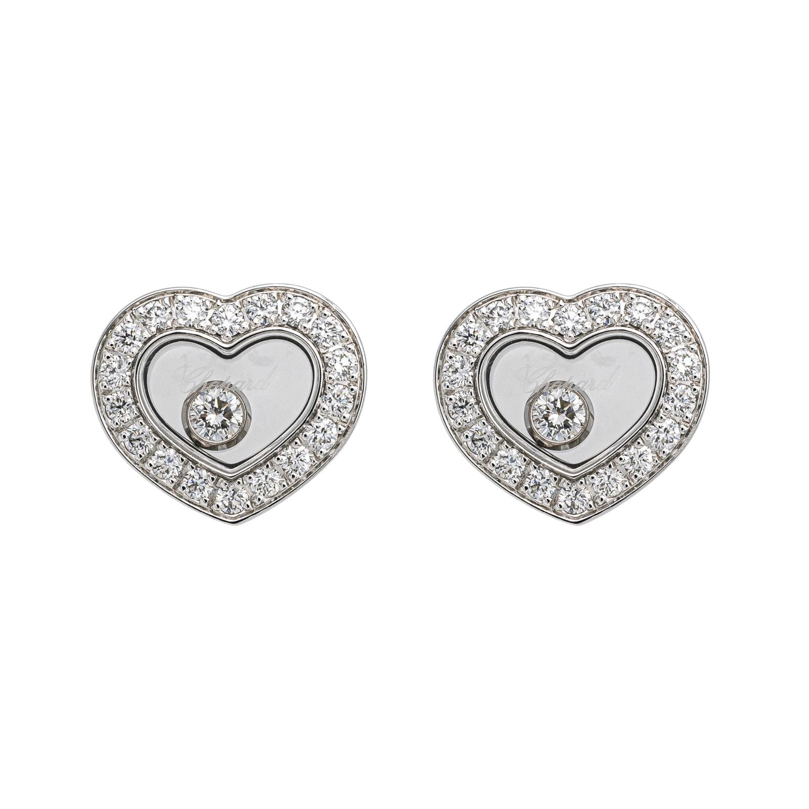 Chopard Boucles d'oreilles Happy diamonds Or blanc Diamant