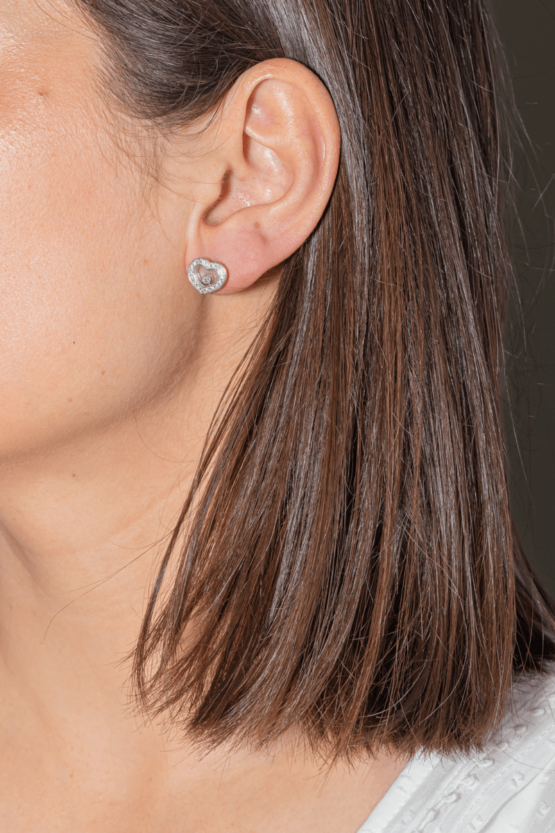 Chopard Boucles d'oreilles Happy diamonds Or blanc Diamant - Maison Eloe