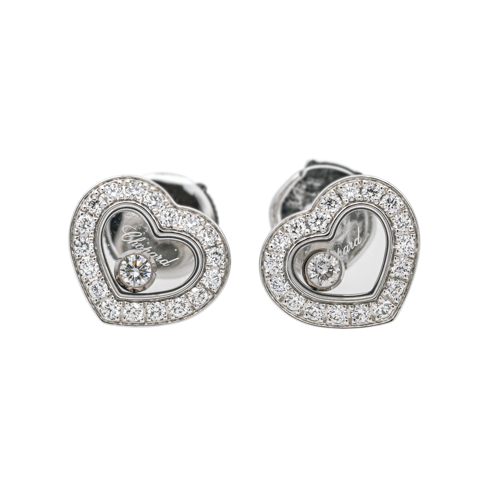 Chopard Boucles d'oreilles Happy diamonds Or blanc Diamant