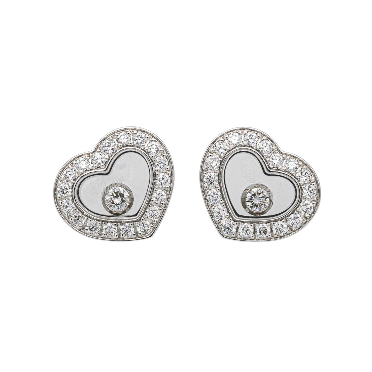Chopard Boucles d'oreilles Happy diamonds Or blanc Diamant - Maison Eloe