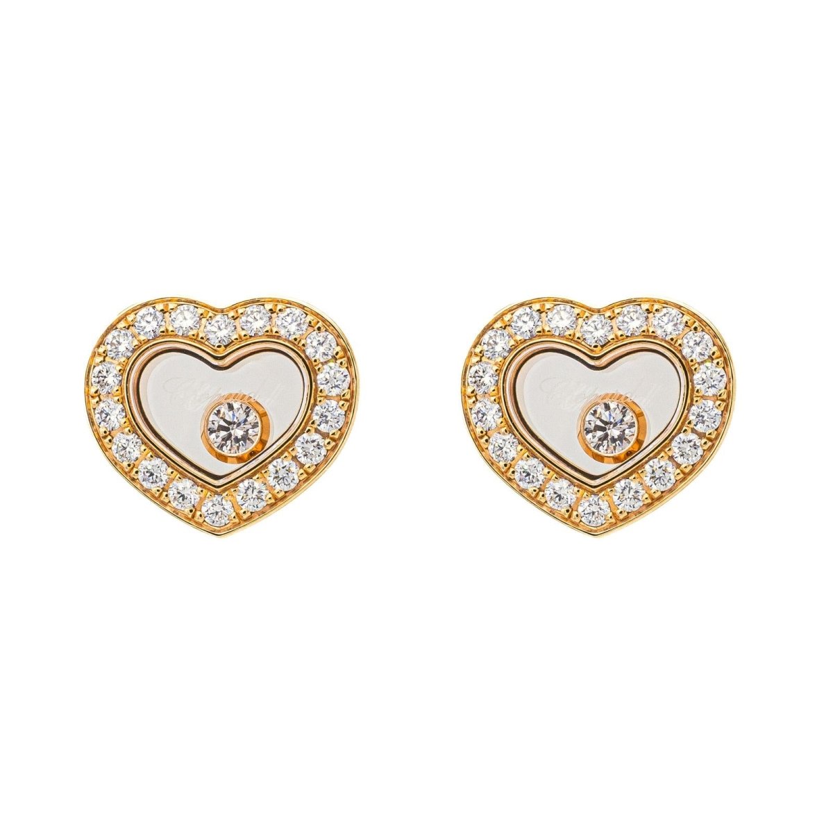 Chopard Boucles d'oreilles Happy diamonds Or rose Diamant - Maison Eloe