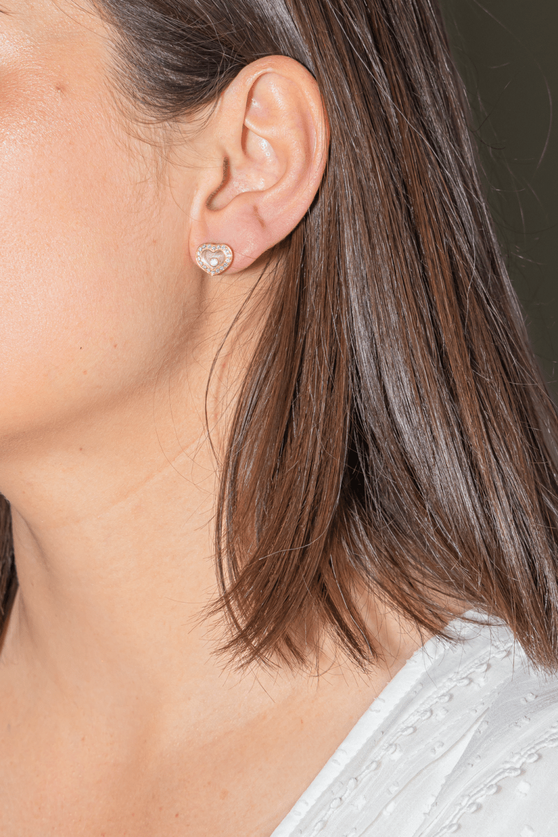 Chopard Boucles d'oreilles Happy diamonds Or rose Diamant - Maison Eloe