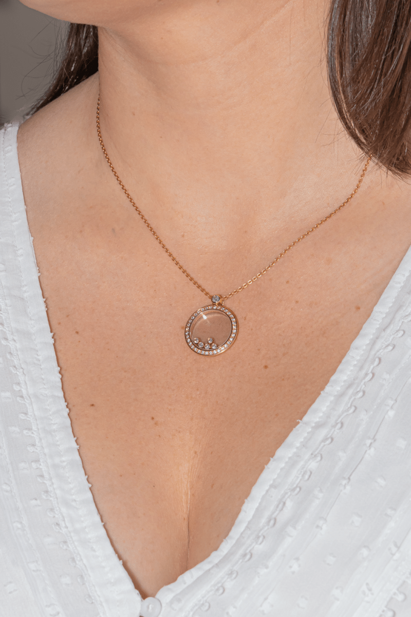 Chopard Collier Happy diamonds Or rose Diamant - Maison Eloe