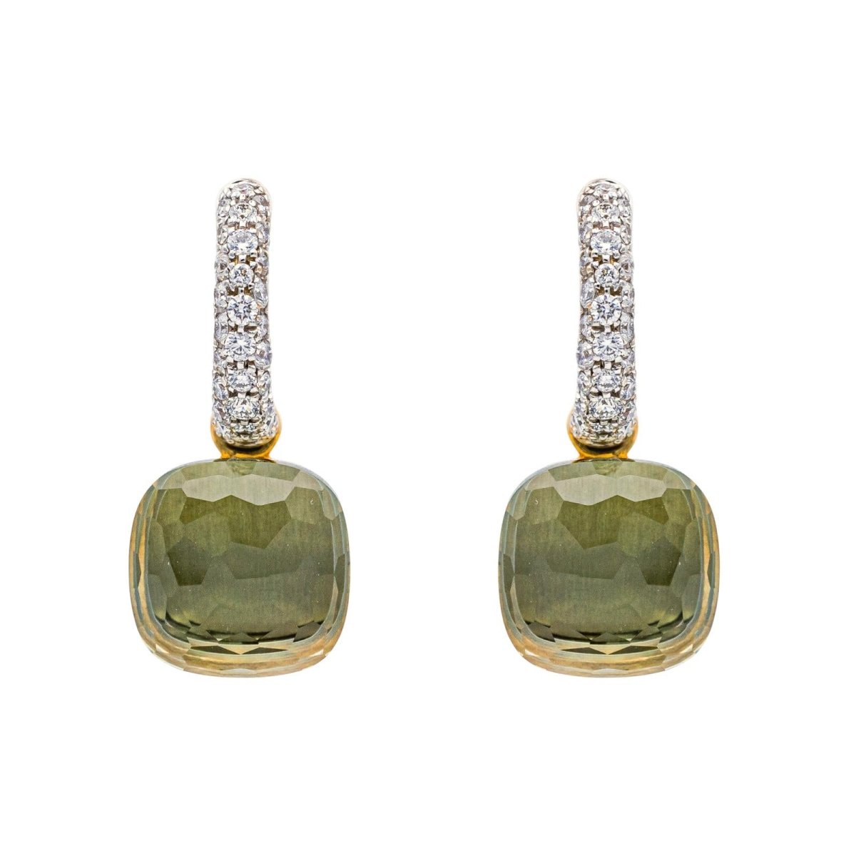 Pomellato Boucles d'oreilles Nudo Or blanc, Or rose Prasiolite - Maison Eloe