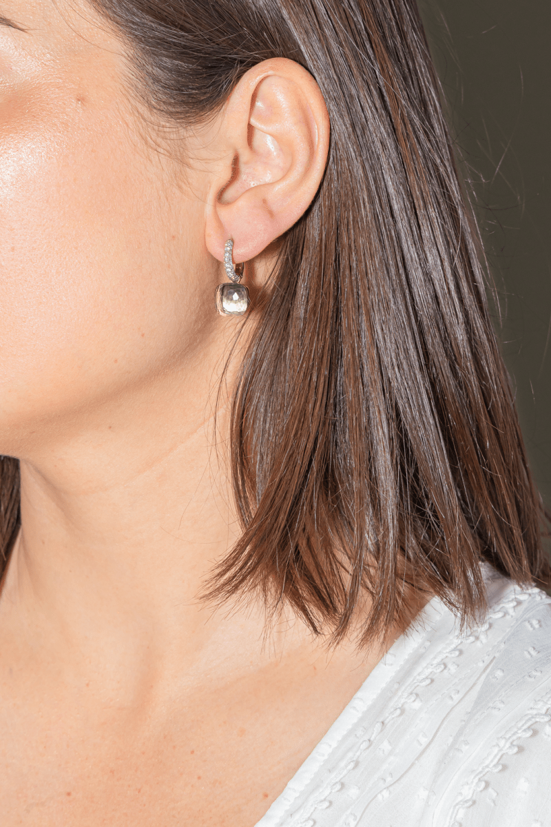 Pomellato Boucles d'oreilles Nudo Or blanc, Or rose Prasiolite - Maison Eloe
