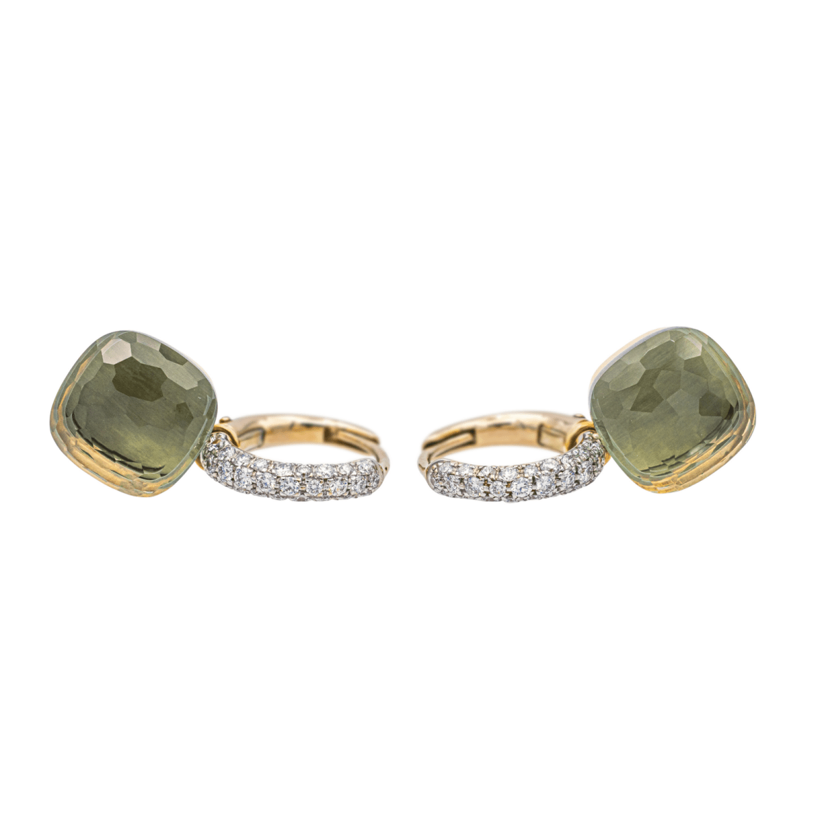 Pomellato Boucles d'oreilles Nudo Or blanc, Or rose Prasiolite - Maison Eloe