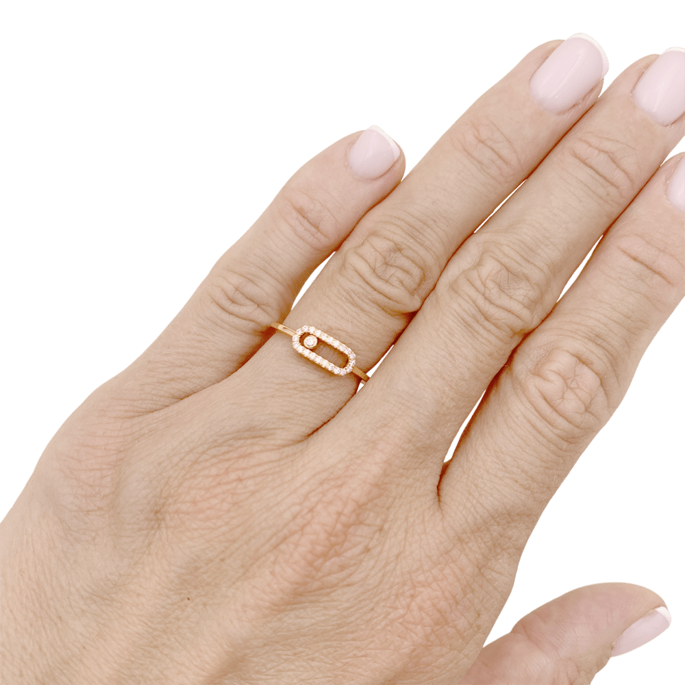 Bague Messika, "Move Uno Pavé", or rose et diamants.