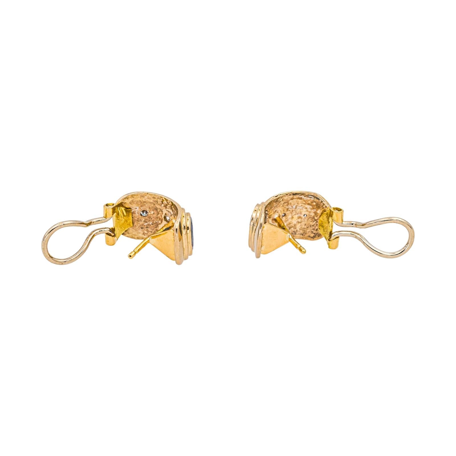 Boucles d'oreilles Dormeuses Or jaune Saphir, Diamant