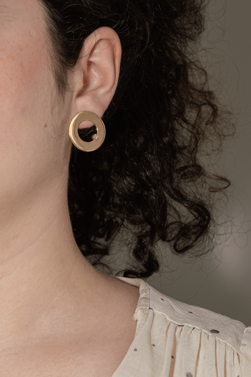 Dinh Van Boucles d'oreilles Target Or jaune Diamant - Maison Eloe