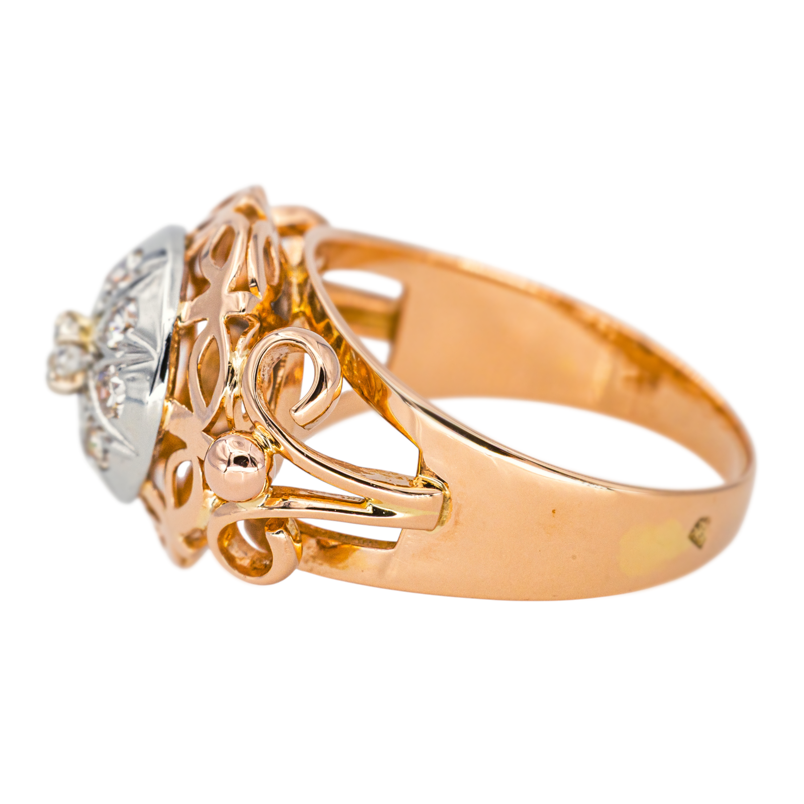 Bague Dôme Or rose, Or blanc Diamant