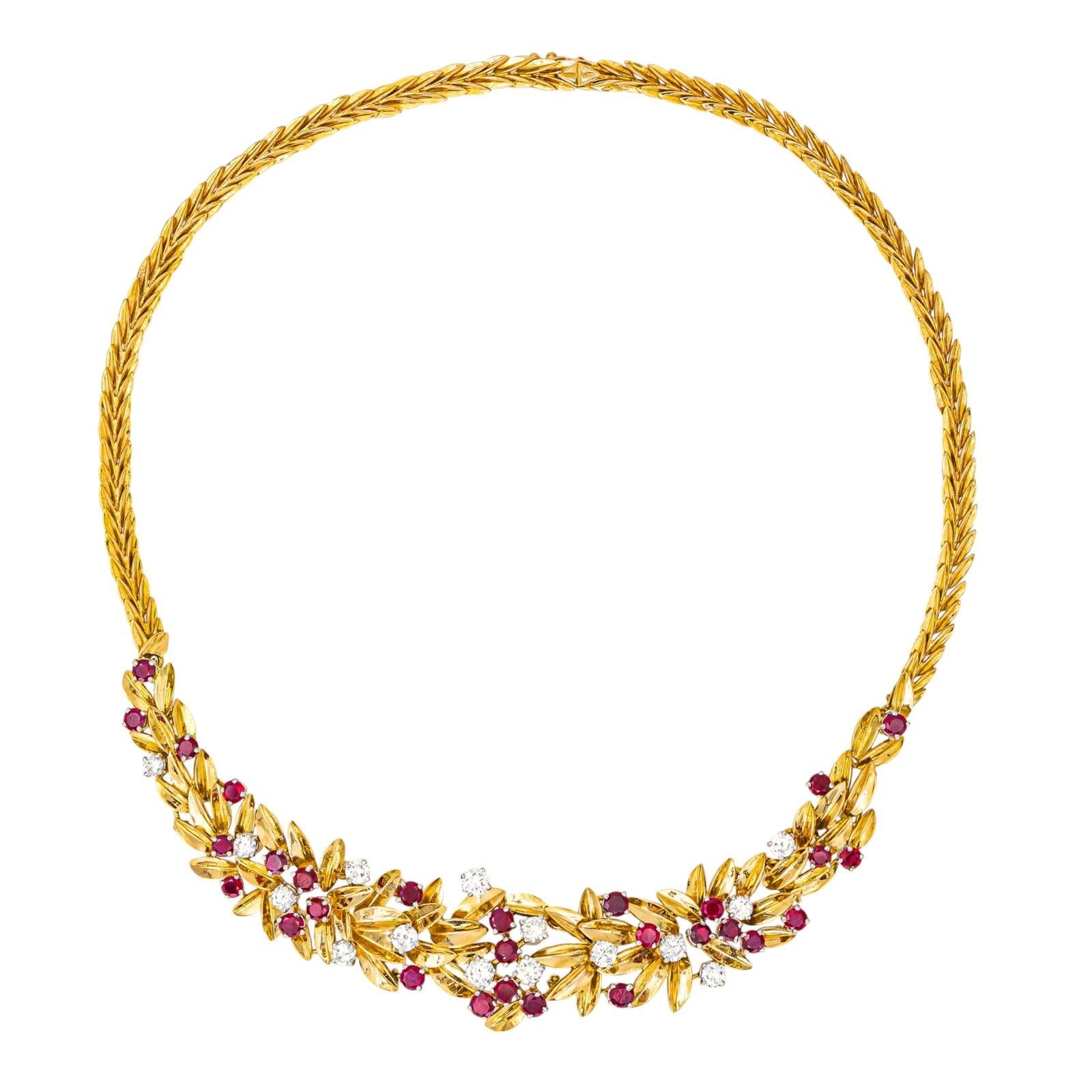 Collier Or jaune Diamant, Rubis