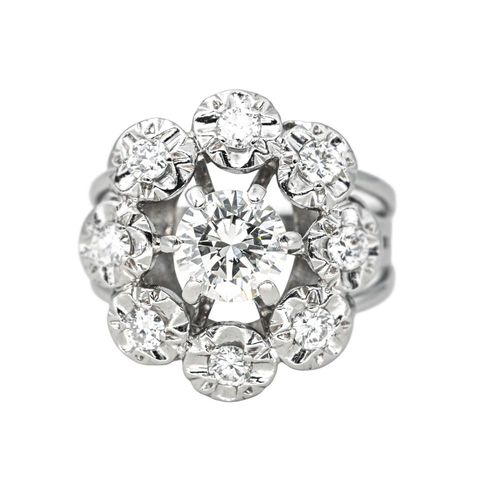 Bague Marguerite Or blanc, Platine Diamant