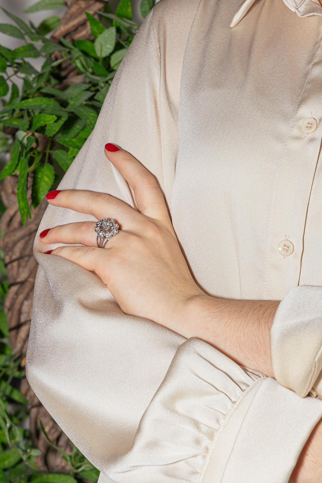 Bague Marguerite Or blanc, Platine Diamant