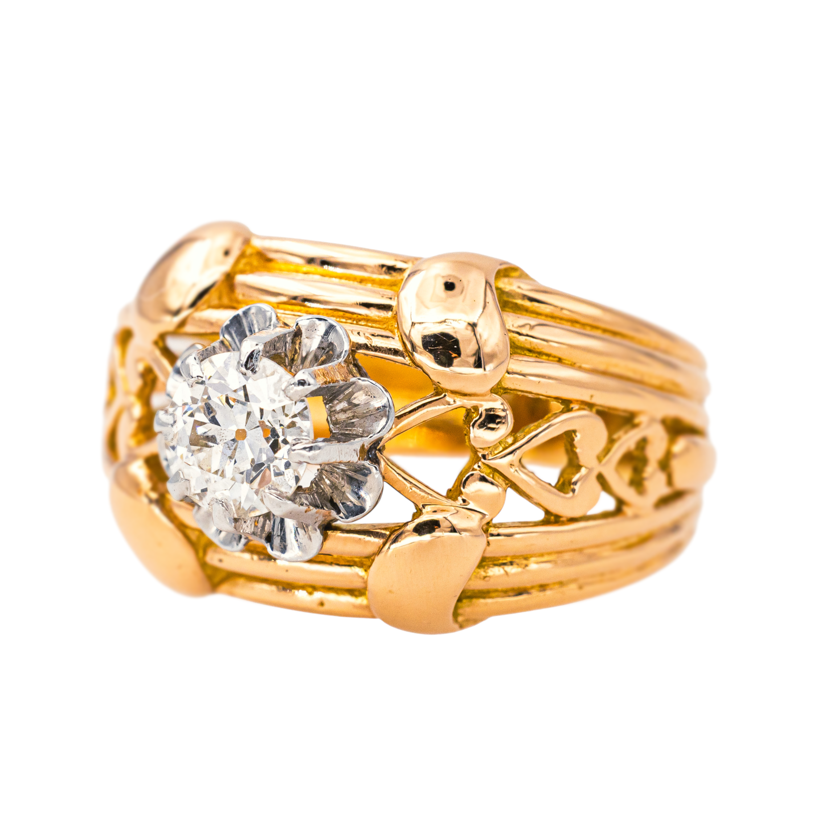 Bague Cocktail Or rose, Platine Diamant