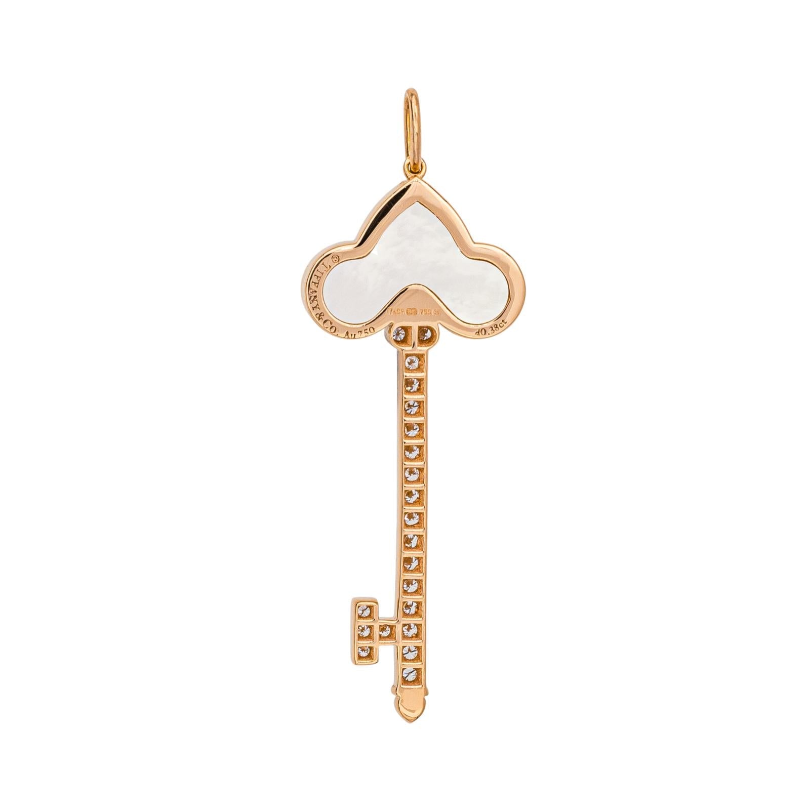 Tiffany & co Pendentif Clé fleur de lys Or rose Diamant, Nacre
