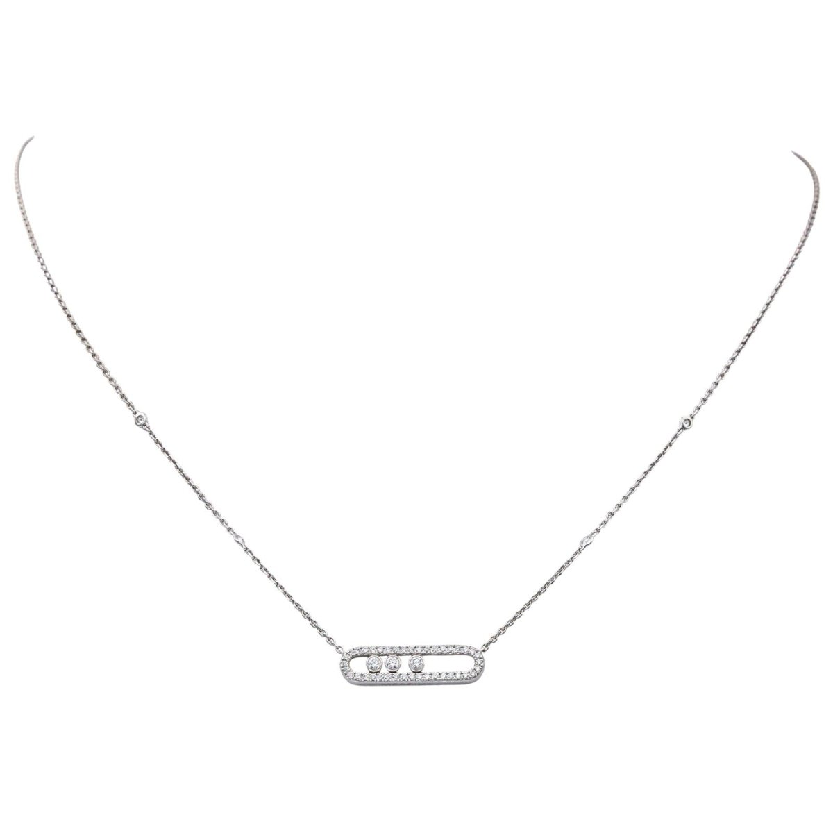 Messika Collier Baby Move Pavé Or blanc Diamant - Maison Eloe