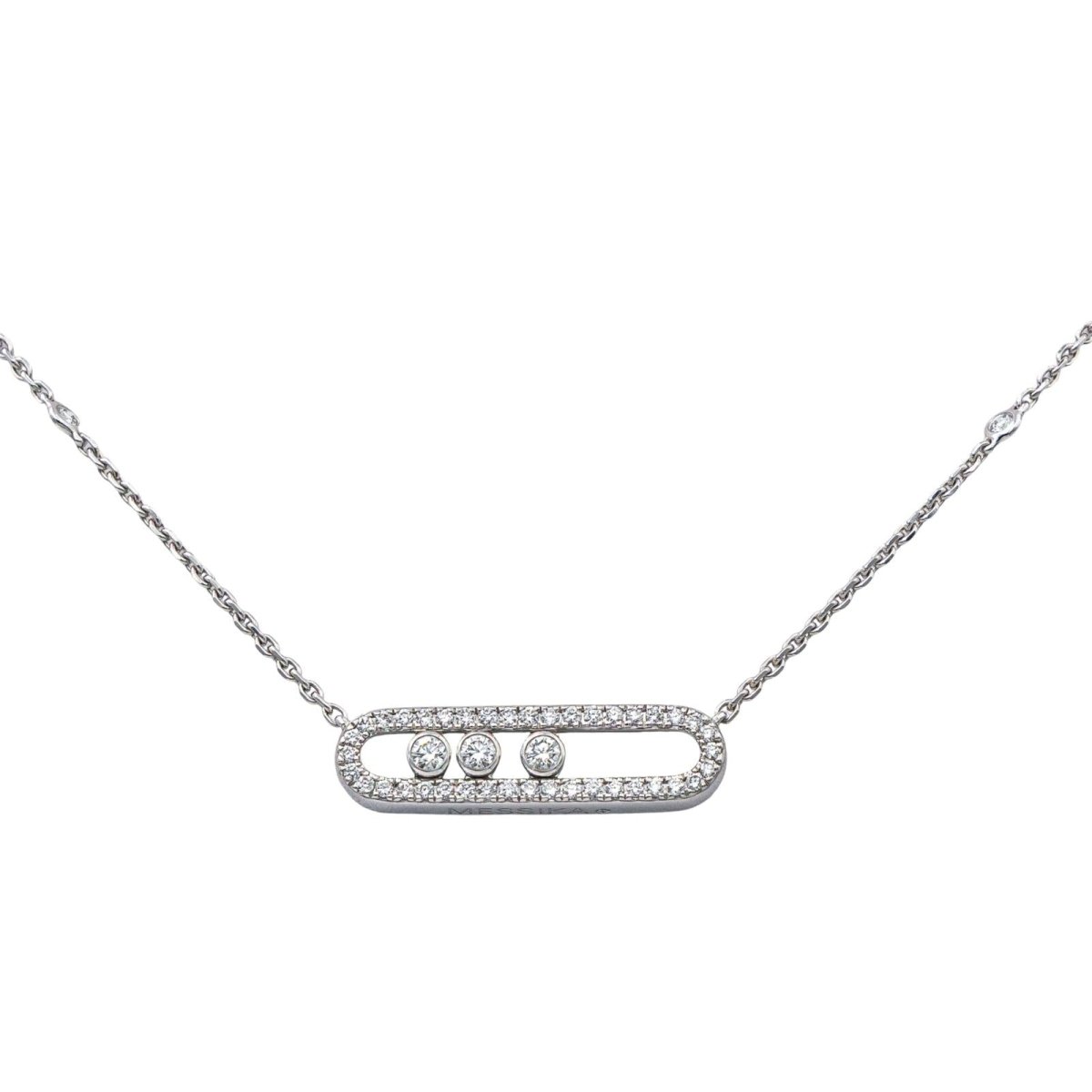 Messika Collier Baby Move Pavé Or blanc Diamant - Maison Eloe