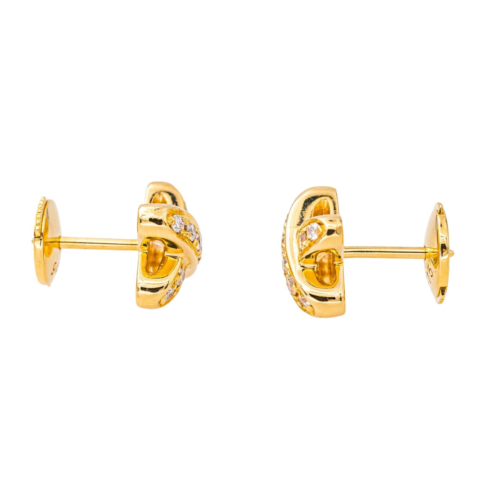 Chaumet Boucles d'oreilles Puces Jeux de Liens Or jaune Diamant