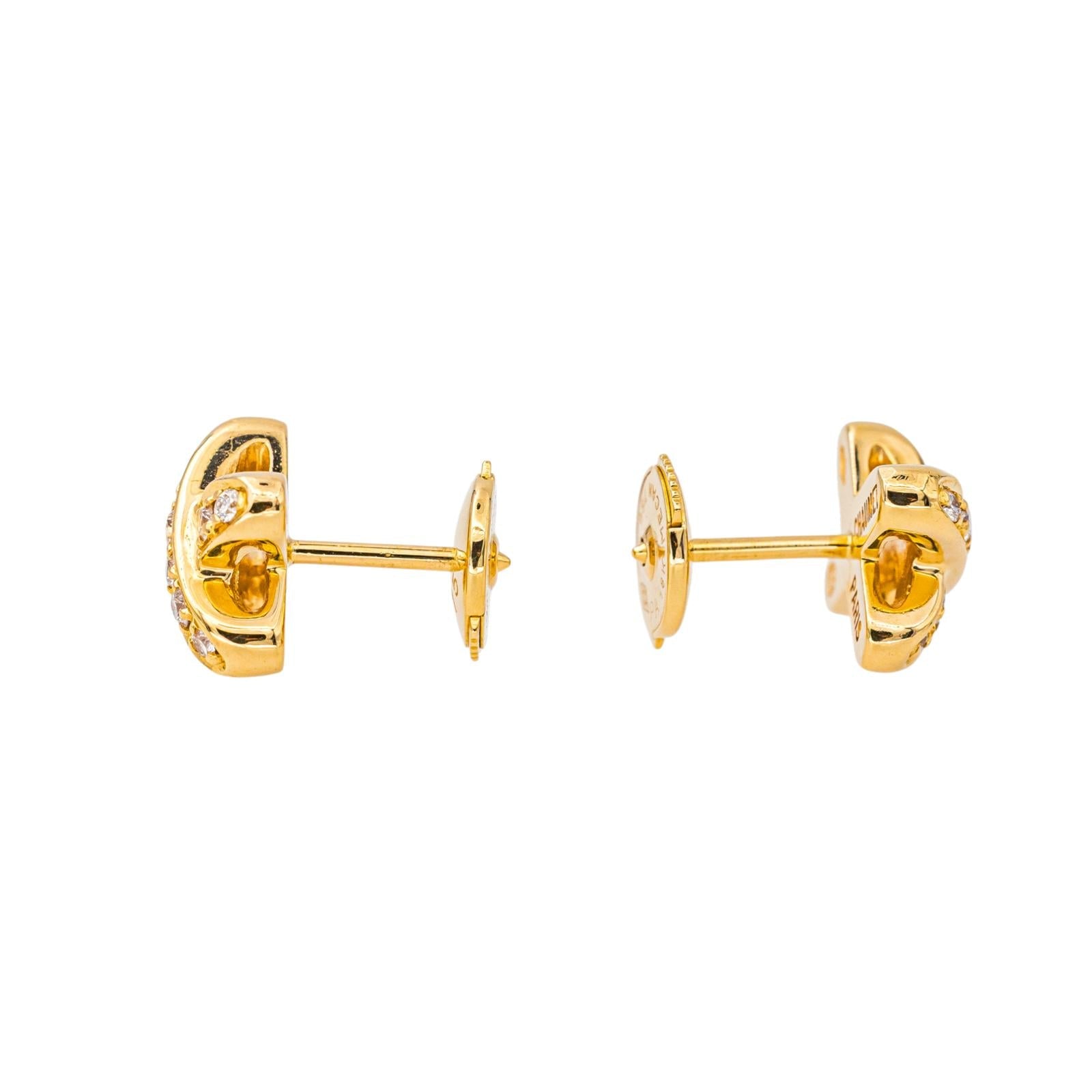 Chaumet Boucles d'oreilles Puces Jeux de Liens Or jaune Diamant