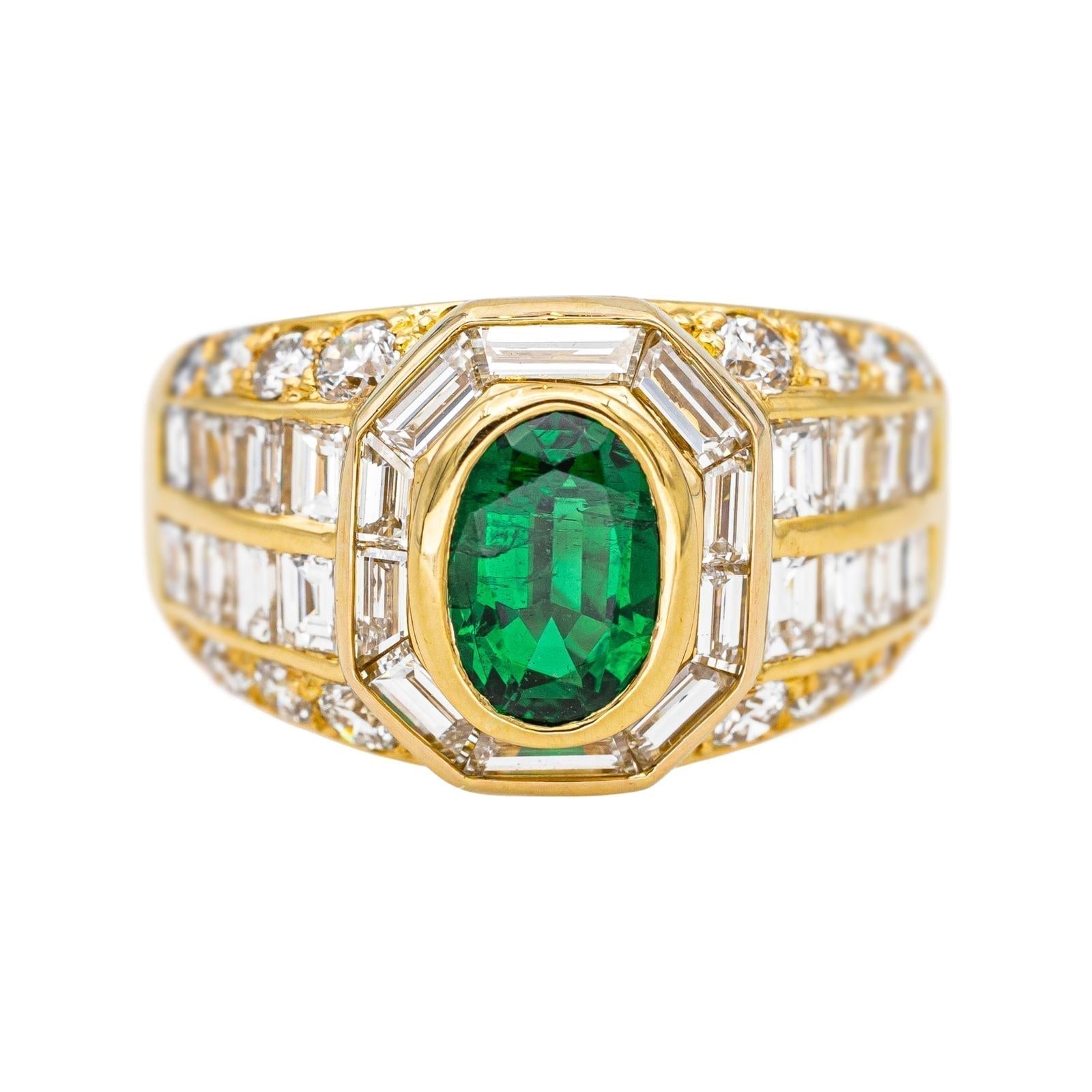 Bague Or jaune Emeraude, Diamant