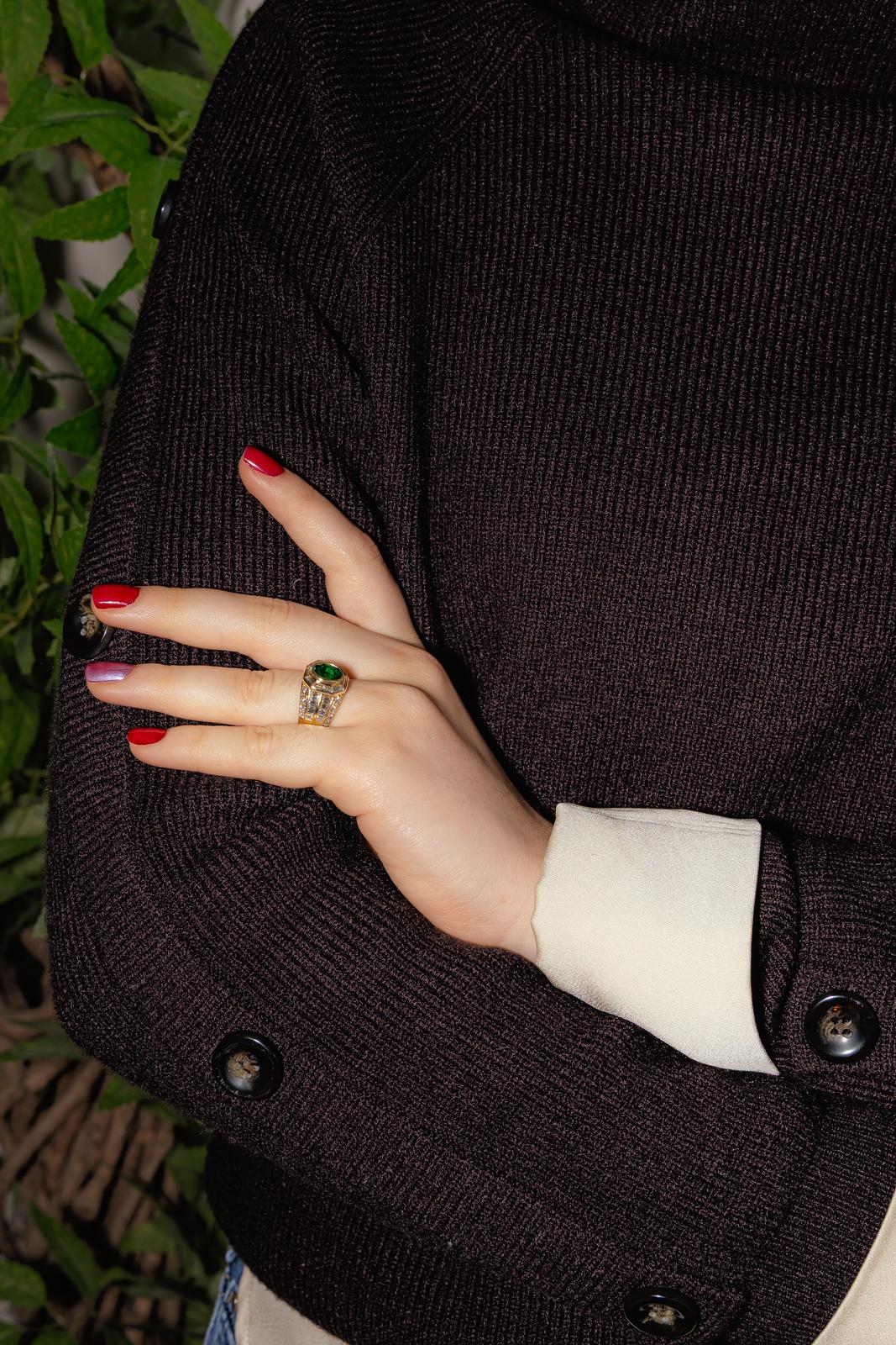 Bague Or jaune Emeraude, Diamant