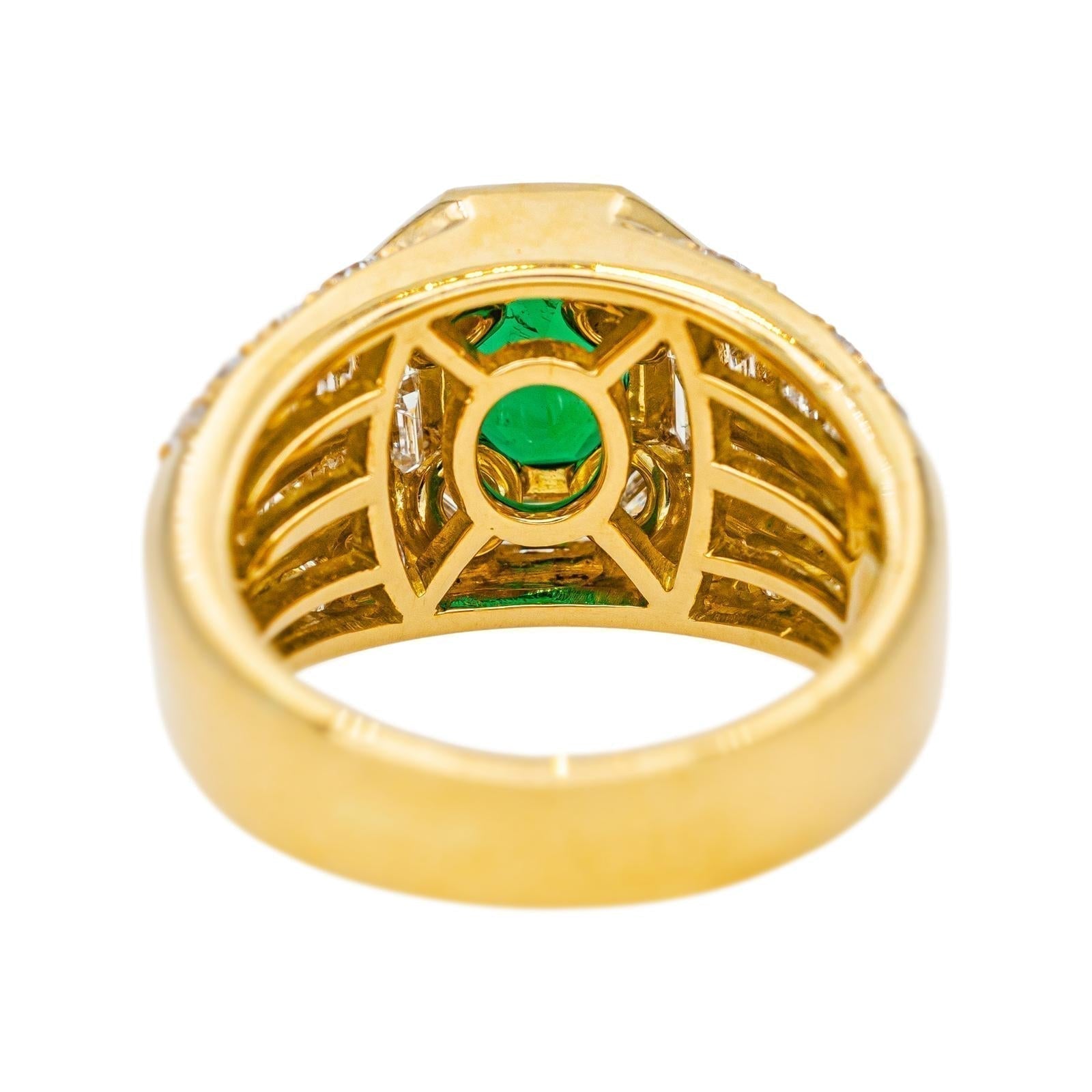 Bague Or jaune Emeraude, Diamant