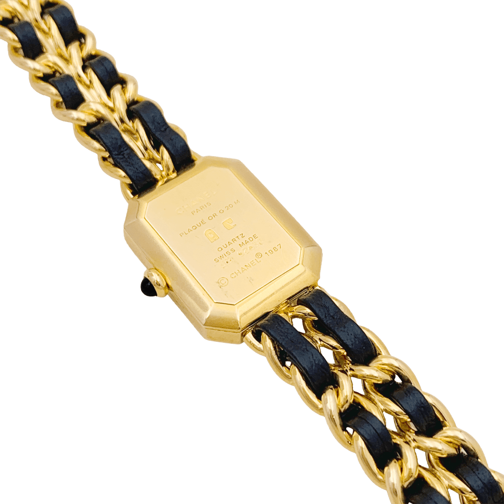 Montre Chanel, "Première", plaqué or, cuir.