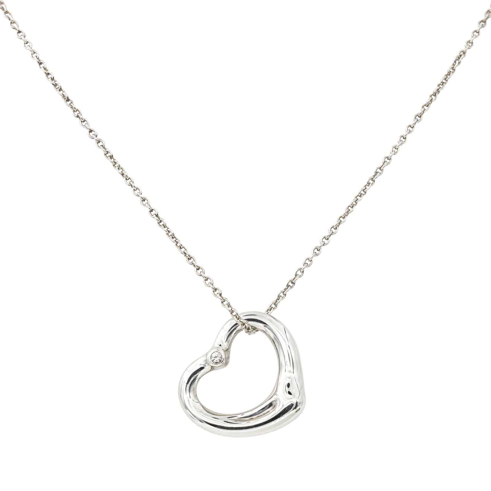 Tiffany & Co Collier Open Heart Argent Diamant