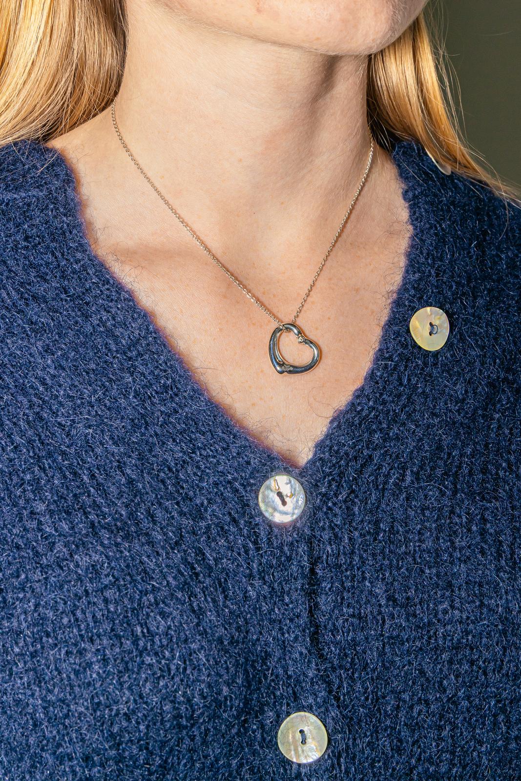 Tiffany & Co Collier Open Heart Argent Diamant