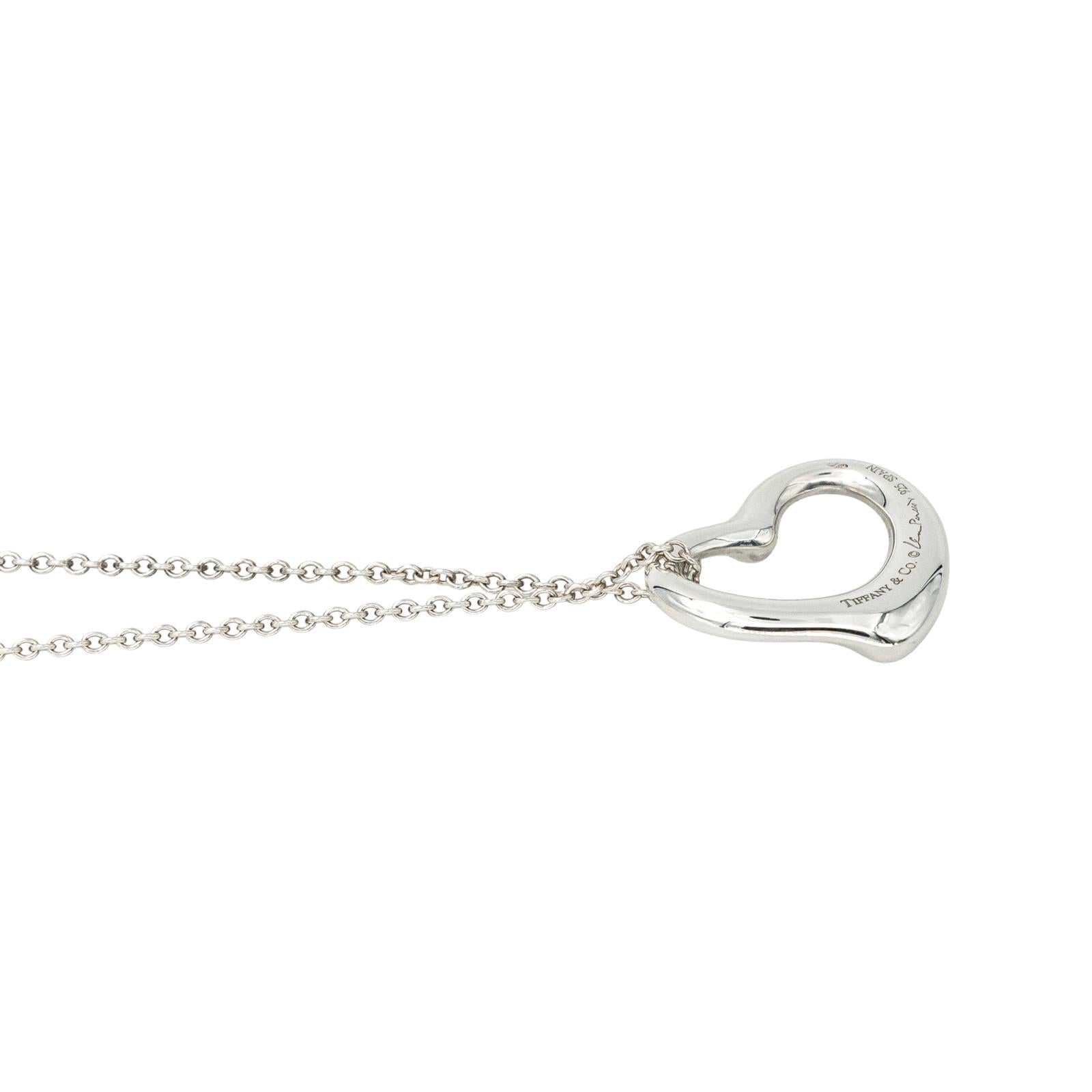 Tiffany & Co Collier Open Heart Argent Diamant