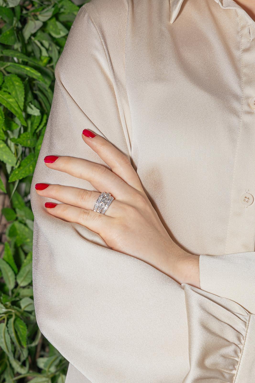 Bague Bandeau Or blanc Diamant