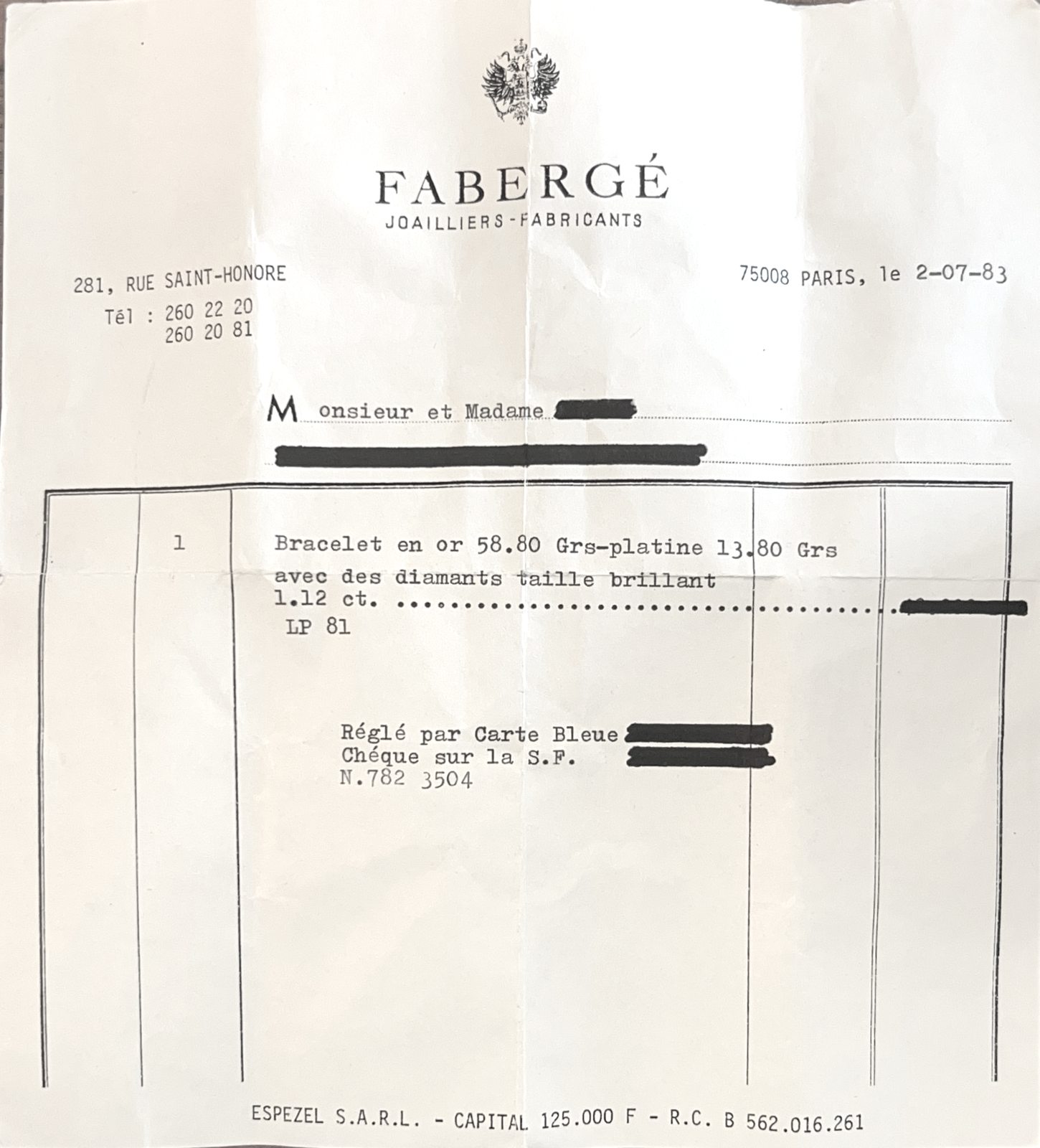 Fabergé Bracelet Or jaune , Platine Diamant