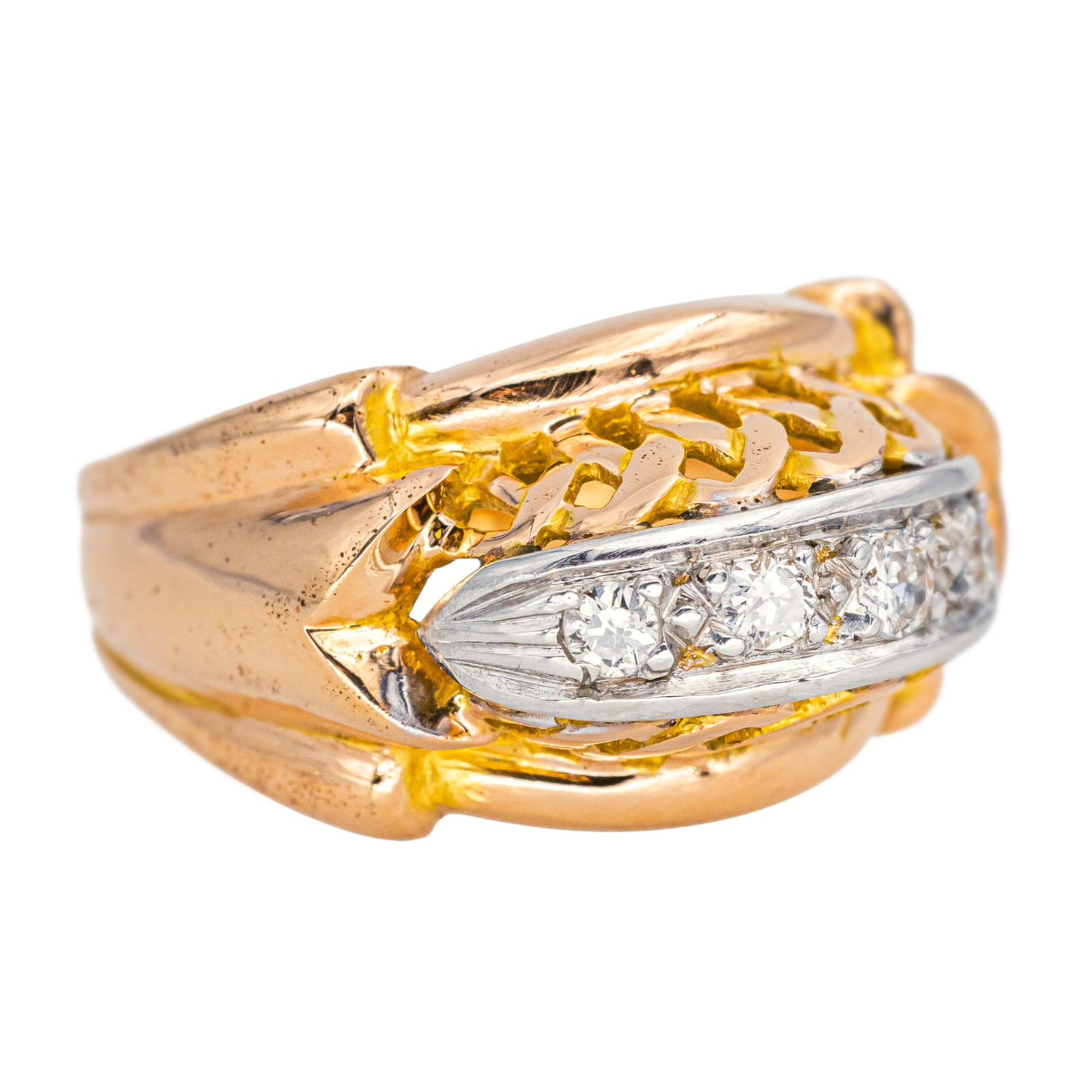 Bague Or rose, Platine Diamant