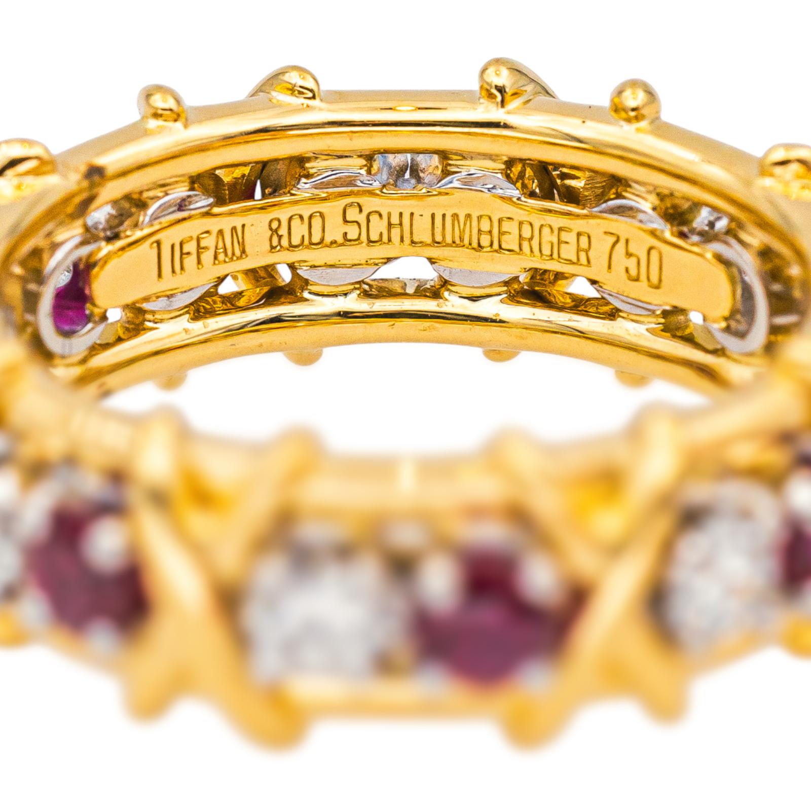 Tiffany & co Bague Sixteen stone Or jaune, Platine Rubis, Diamant