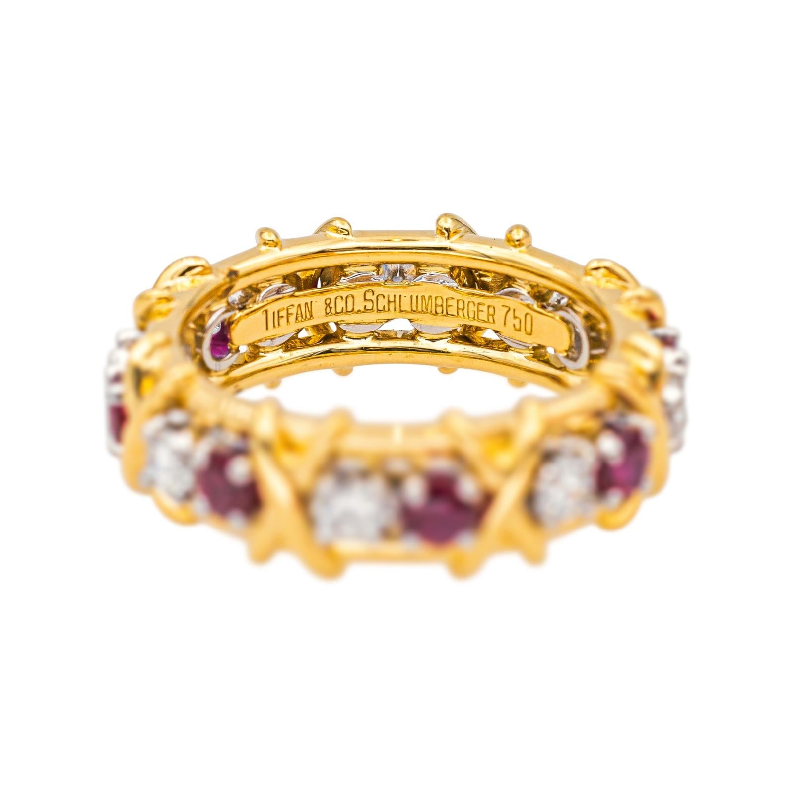 Tiffany & co Bague Sixteen stone Or jaune, Platine Rubis, Diamant