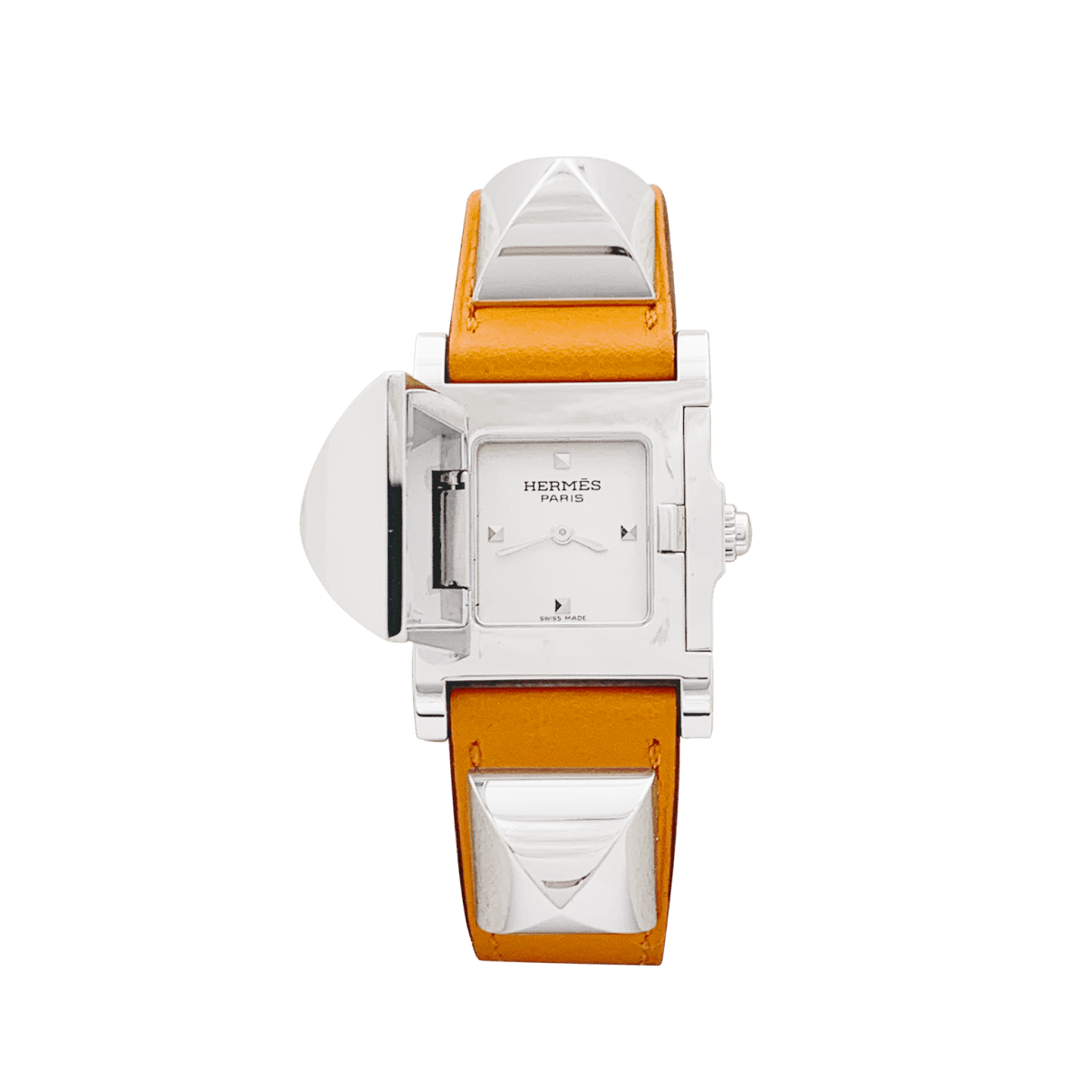 Montre Hermès "Médor" acier, cuir. - Maison Eloe